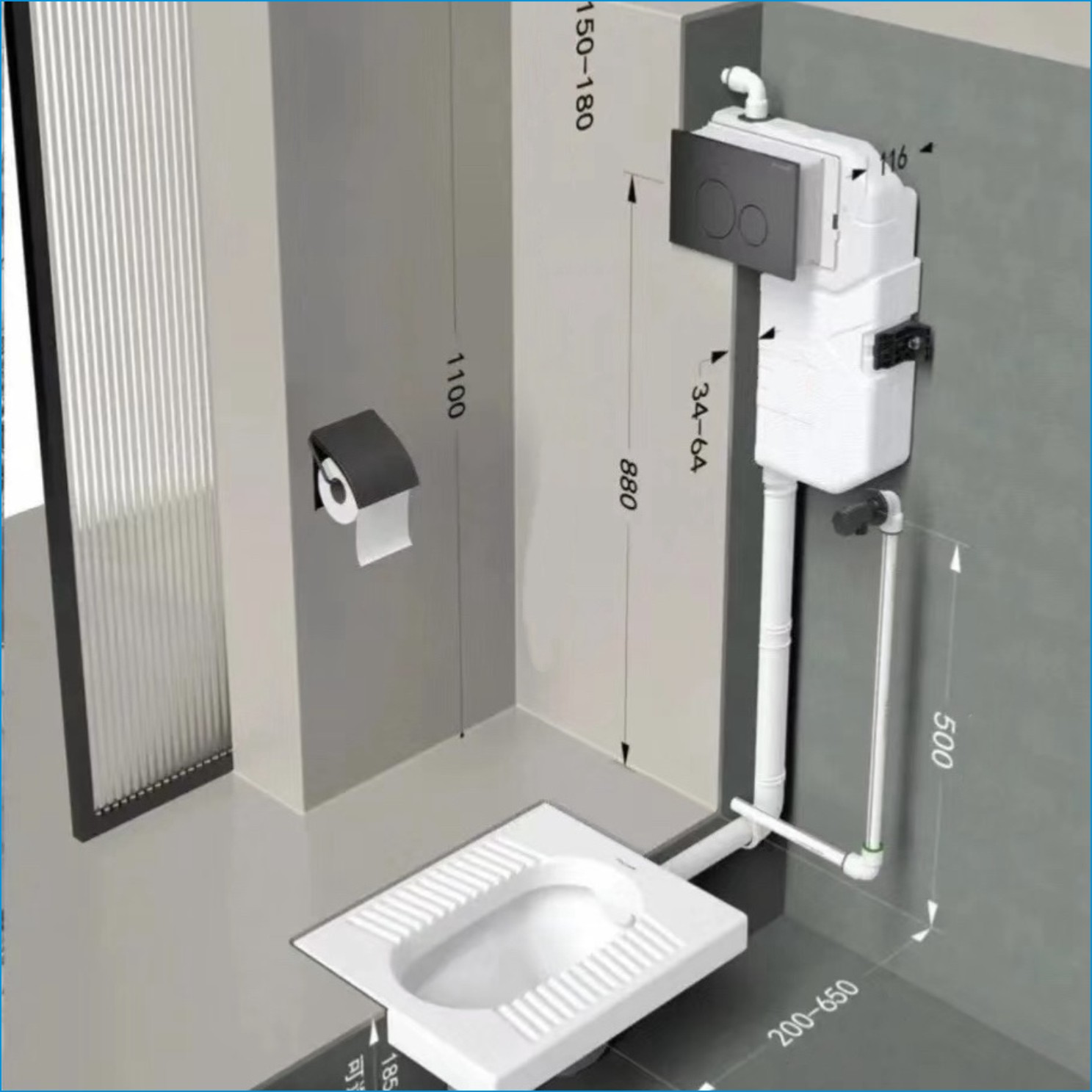 Office building toilet tank
