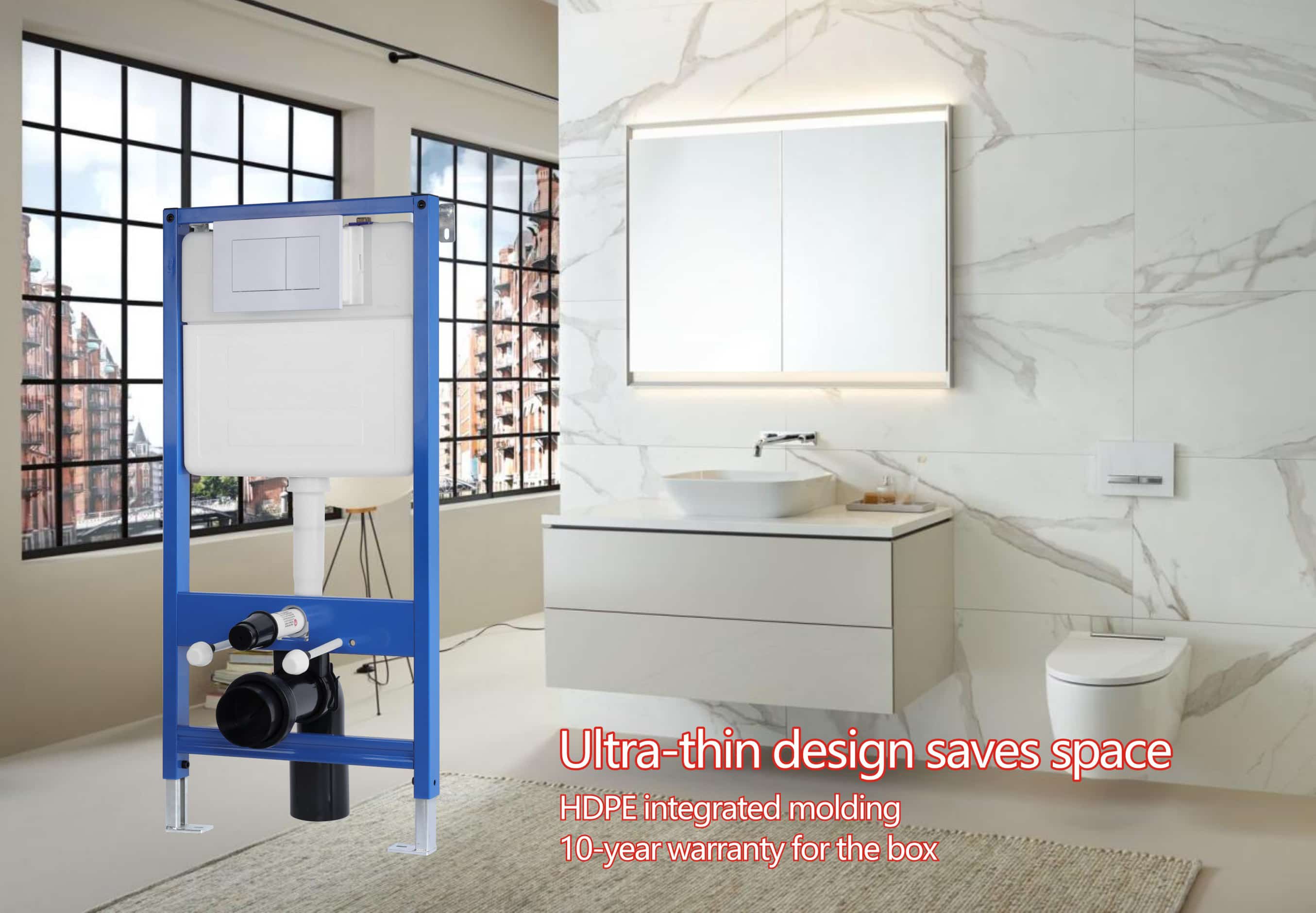 Ultra thin concealed cistern