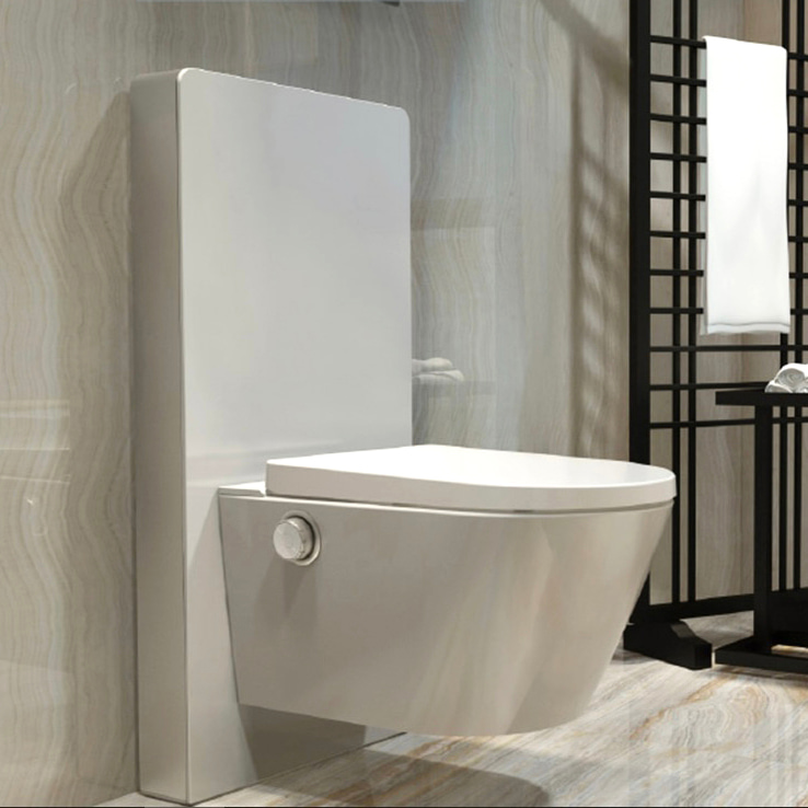 Designer glass flush tank with dual flush system