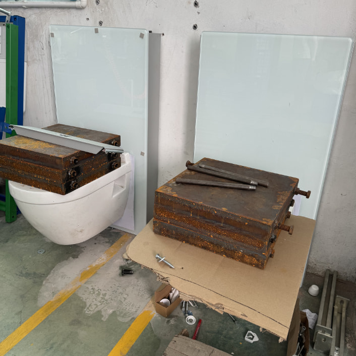  Compact glass flush tank for small bathroom spaces