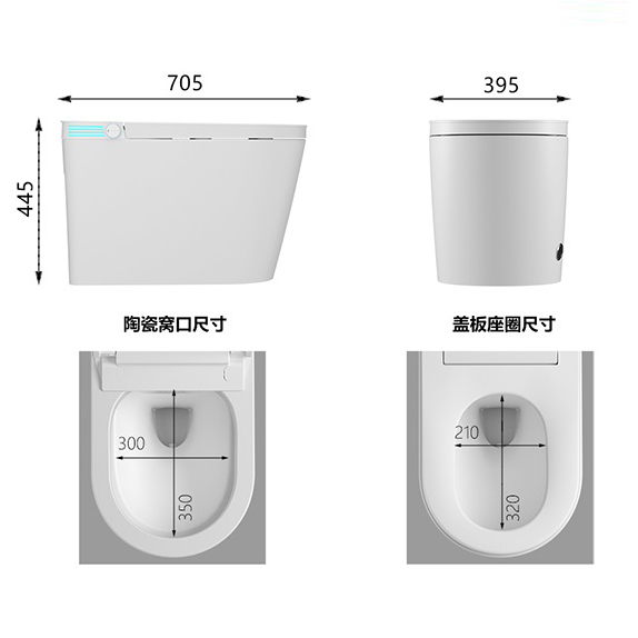 smart toilet with heated seat and night light