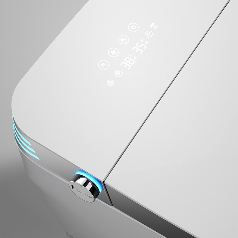 smart toilet with night light and anti-slip seat design