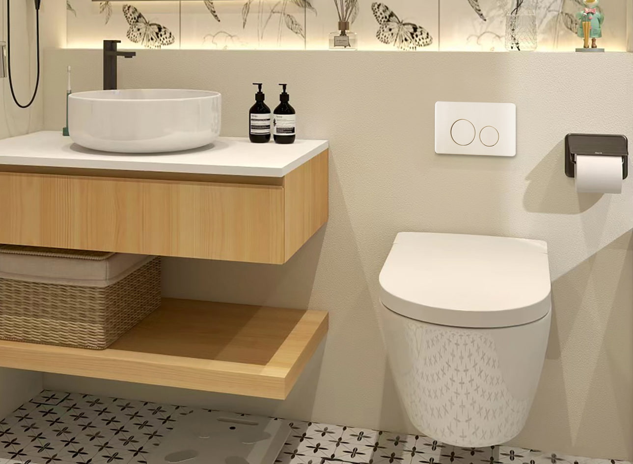 Innovative toilet tank panel with dual button flush