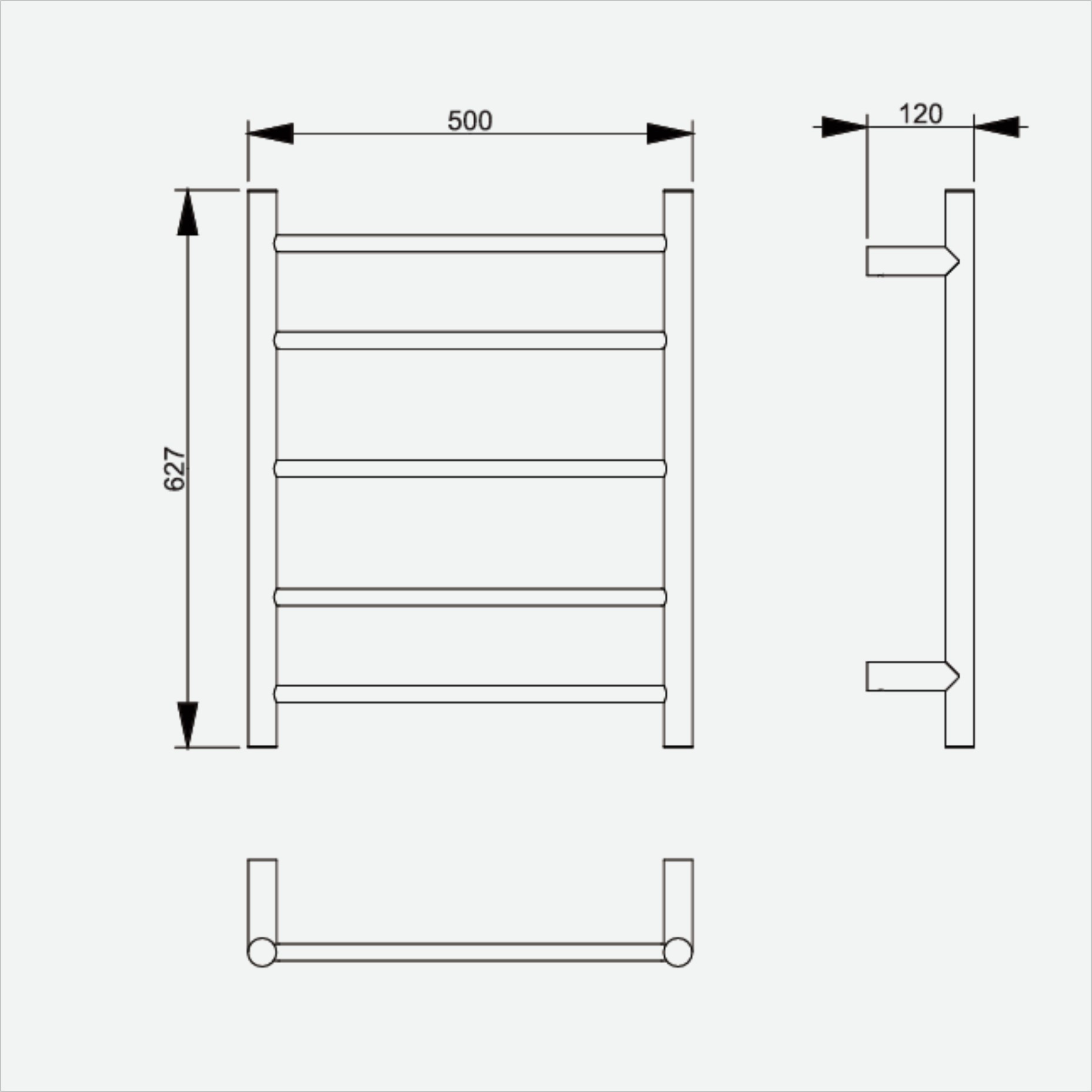Sleek aluminum electric towel bar
